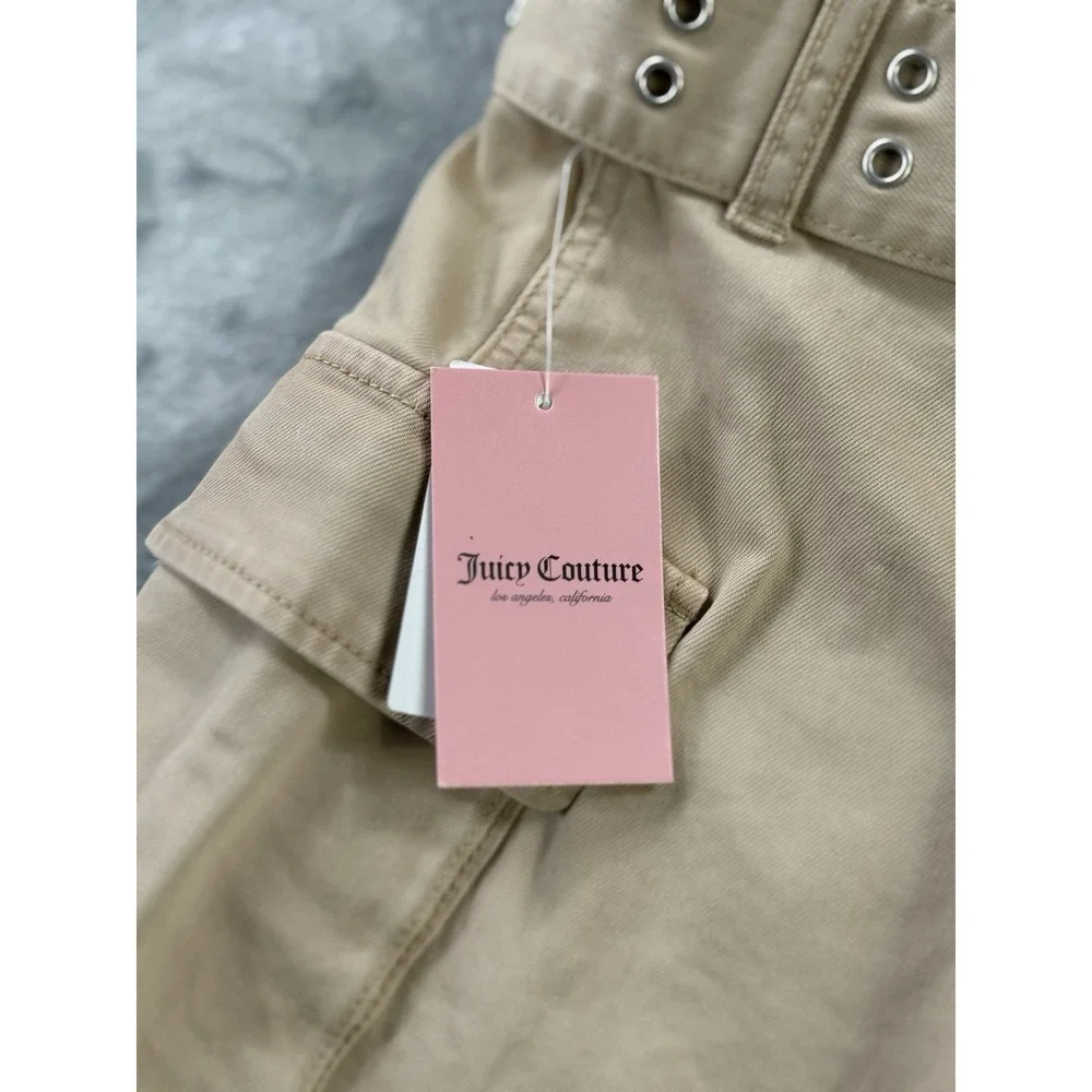 Juicy Couture Cargo Mini Skirt Belted Nomad Brown Khaki NWT Women's 28